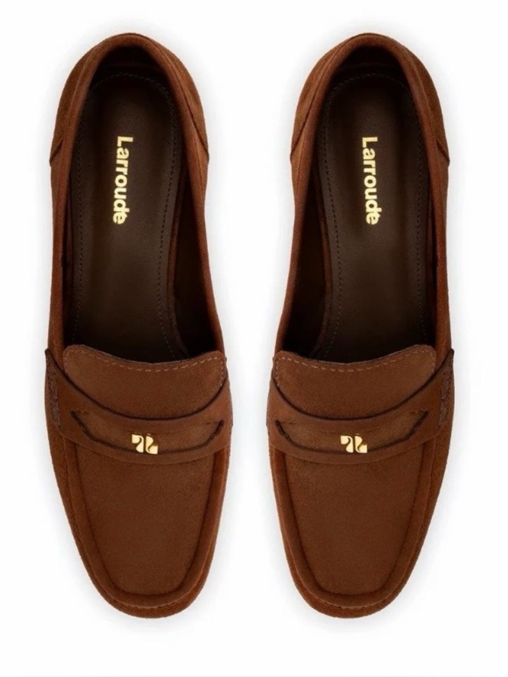 NEW! Larroude Brown Suede Platform Loafers